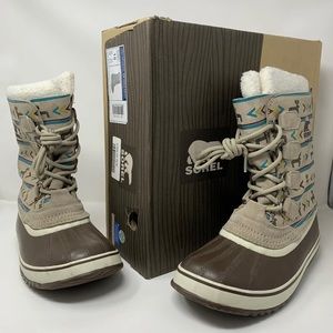 SOREL Deer Caribou Print 1964 Waterproof Women's Boots sz 10 Graphic Brown IOB